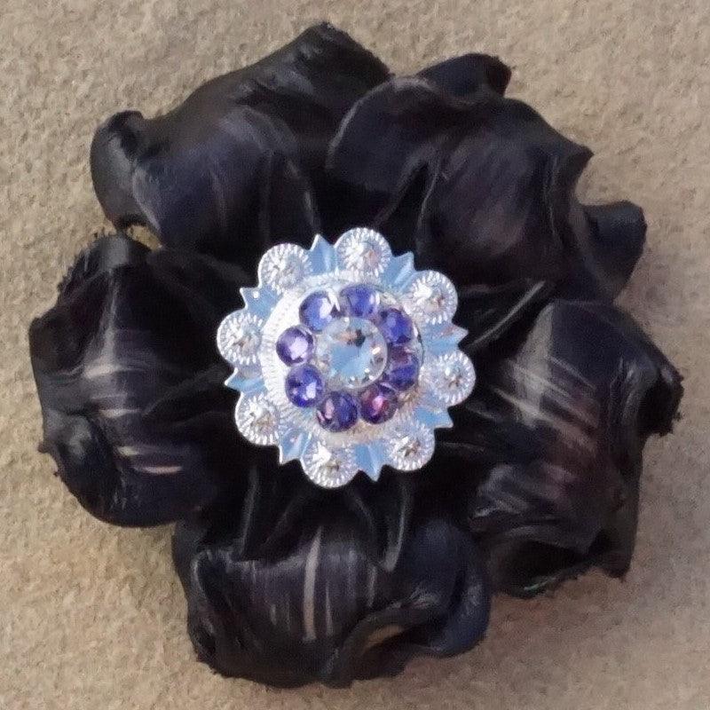 Black Gardenia Flower With Bright Silver Lilac and Clear 1