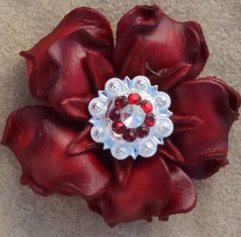 Red Gardenia Flower With Bright Silver Red & AB 1