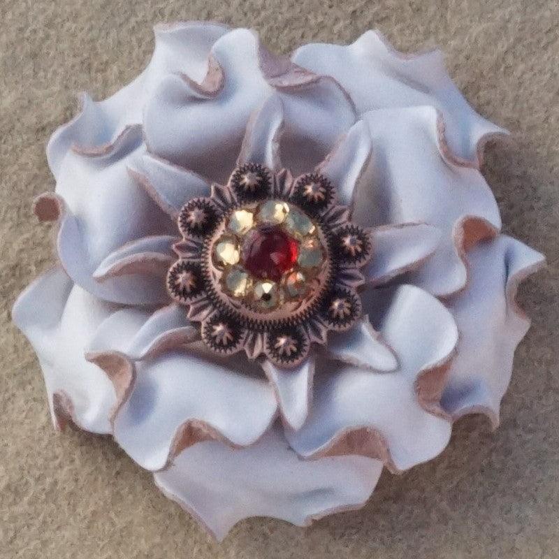 White Gardenia Flower With Copper Ruby and Champagne 1