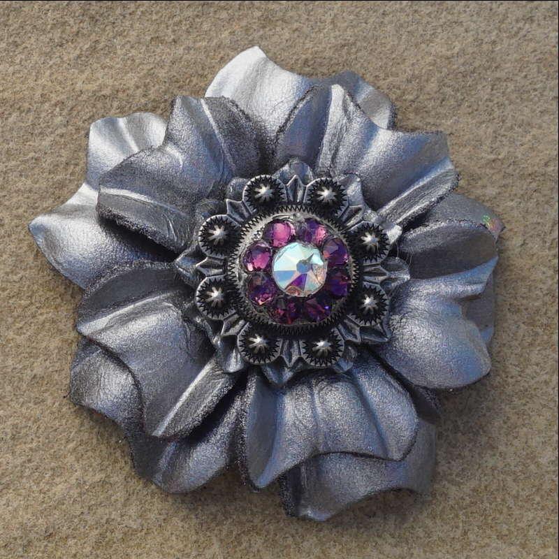 Silver Carnation Flower With Antique Silver Amethyst and AB 1