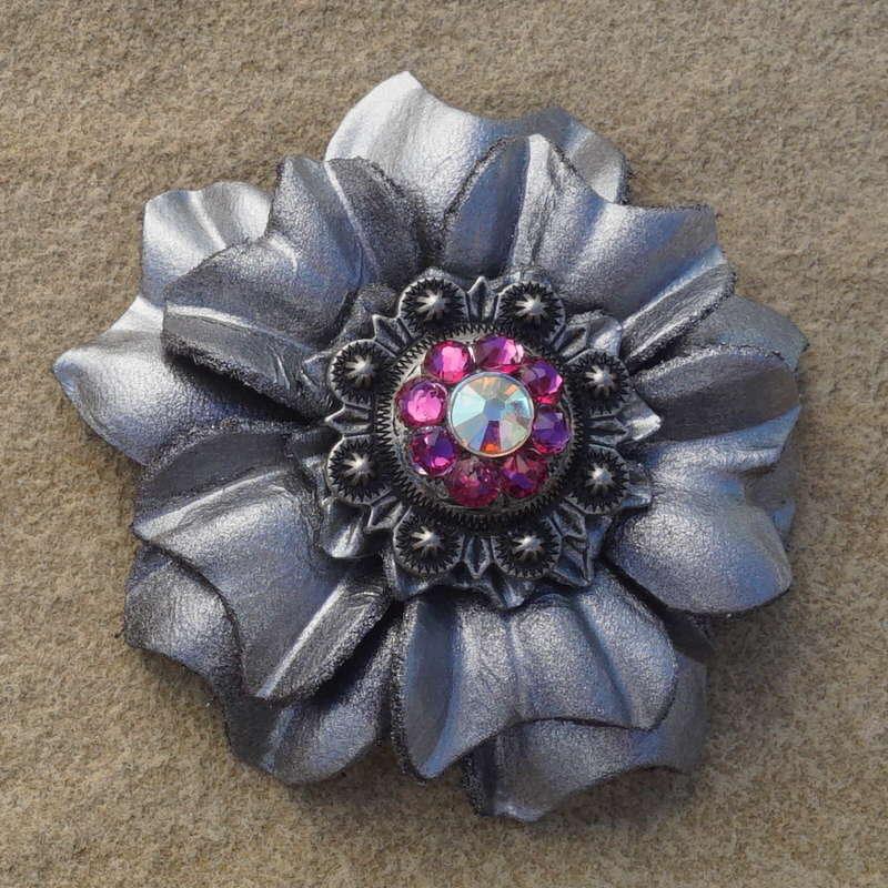 Silver Carnation Flower With Antique Silver Fuchsia and AB 1