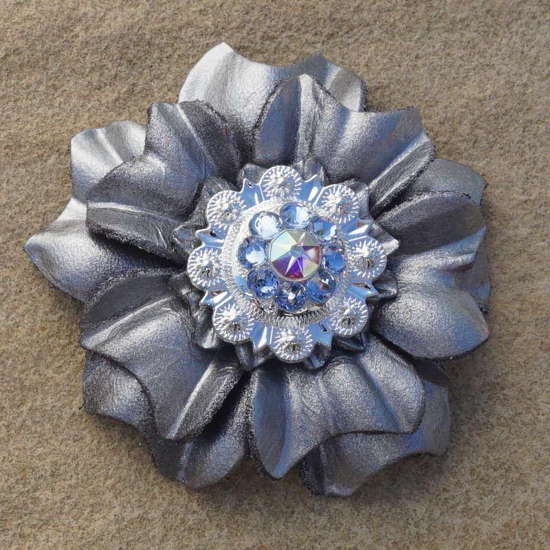 Silver Carnation Flower With Bright Silver Light Sapphire and AB 1