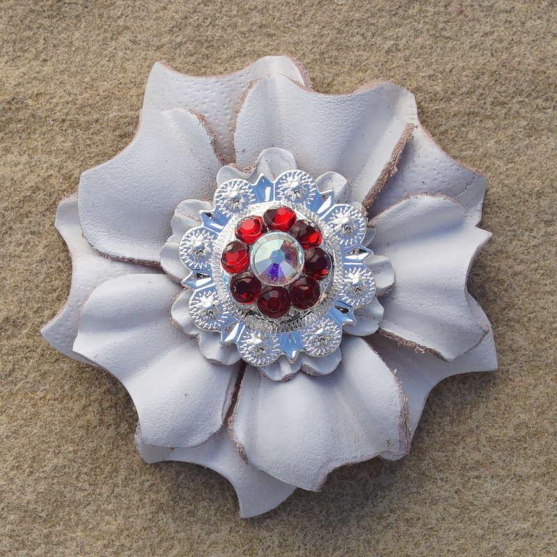 White Carnation Flower With Bright Silver Ruby and AB 1