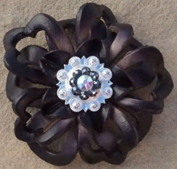 Black Lotus Flower With Bright Silver Jet and AB 1
