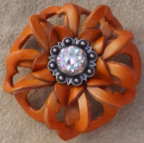 Orange Lotus Flower With Antique Silver AB 1