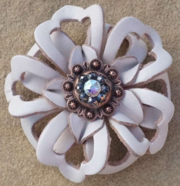 White Lotus Flower With Copper Jet and AB 1