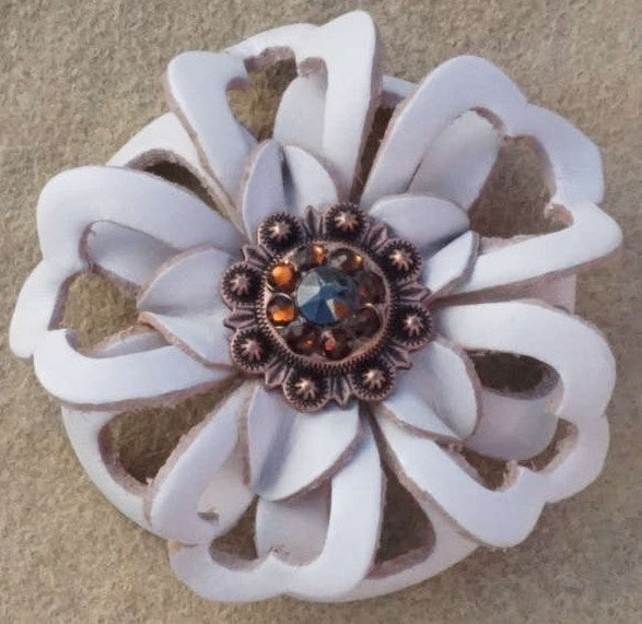 White Lotus Flower With Copper Jet and Topaz 1