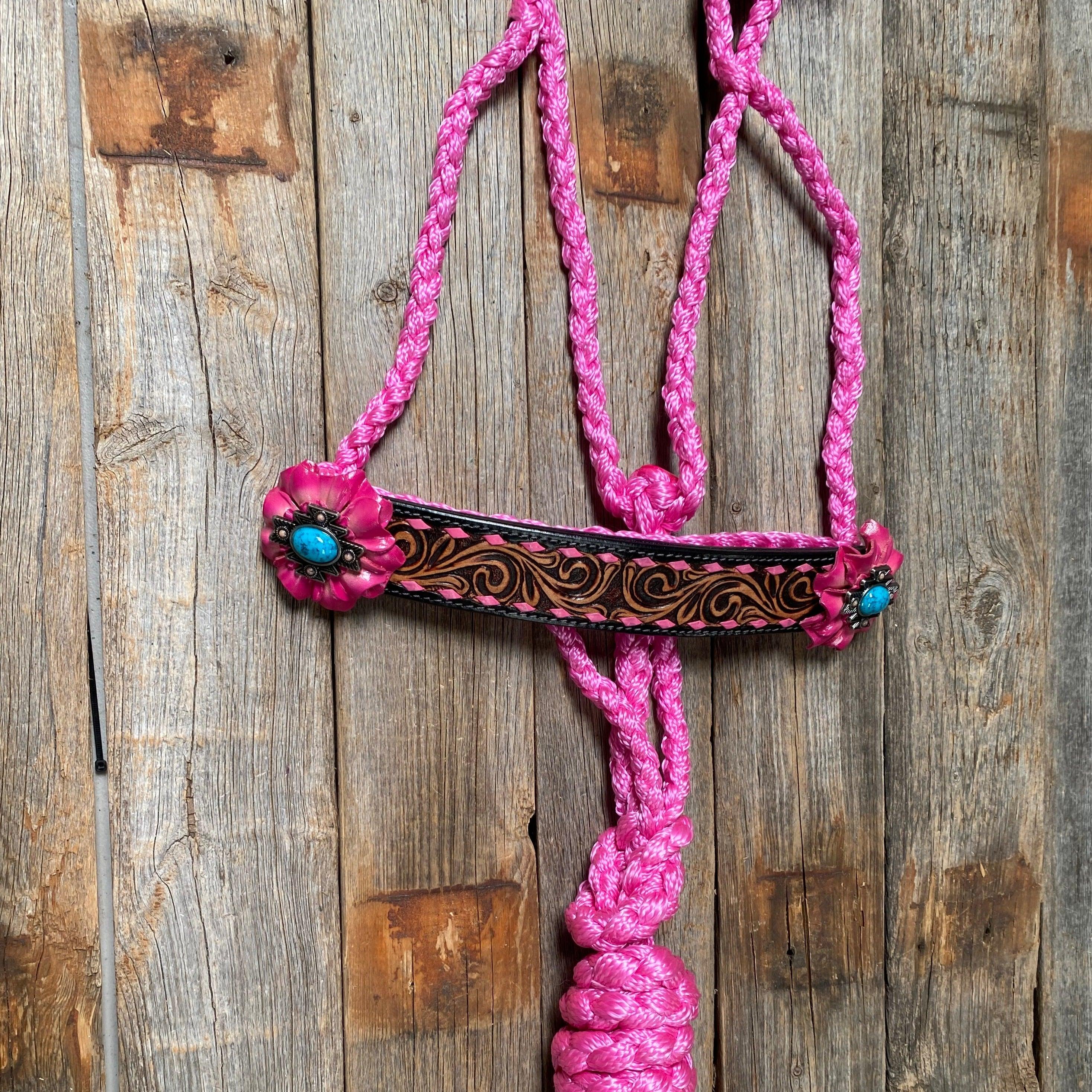 Pink Mule Tape Halter - Turquoise #MT202 - RODEO DRIVE
