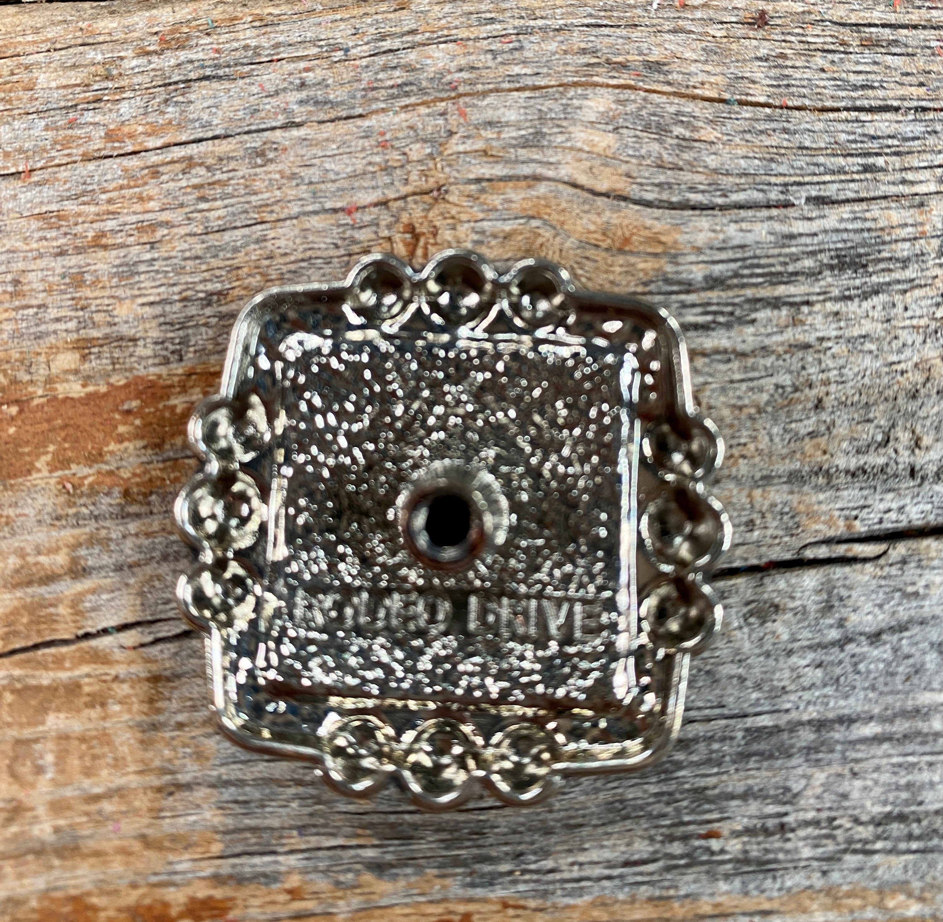 Antique Silver Square Concho with Gold Horse 1