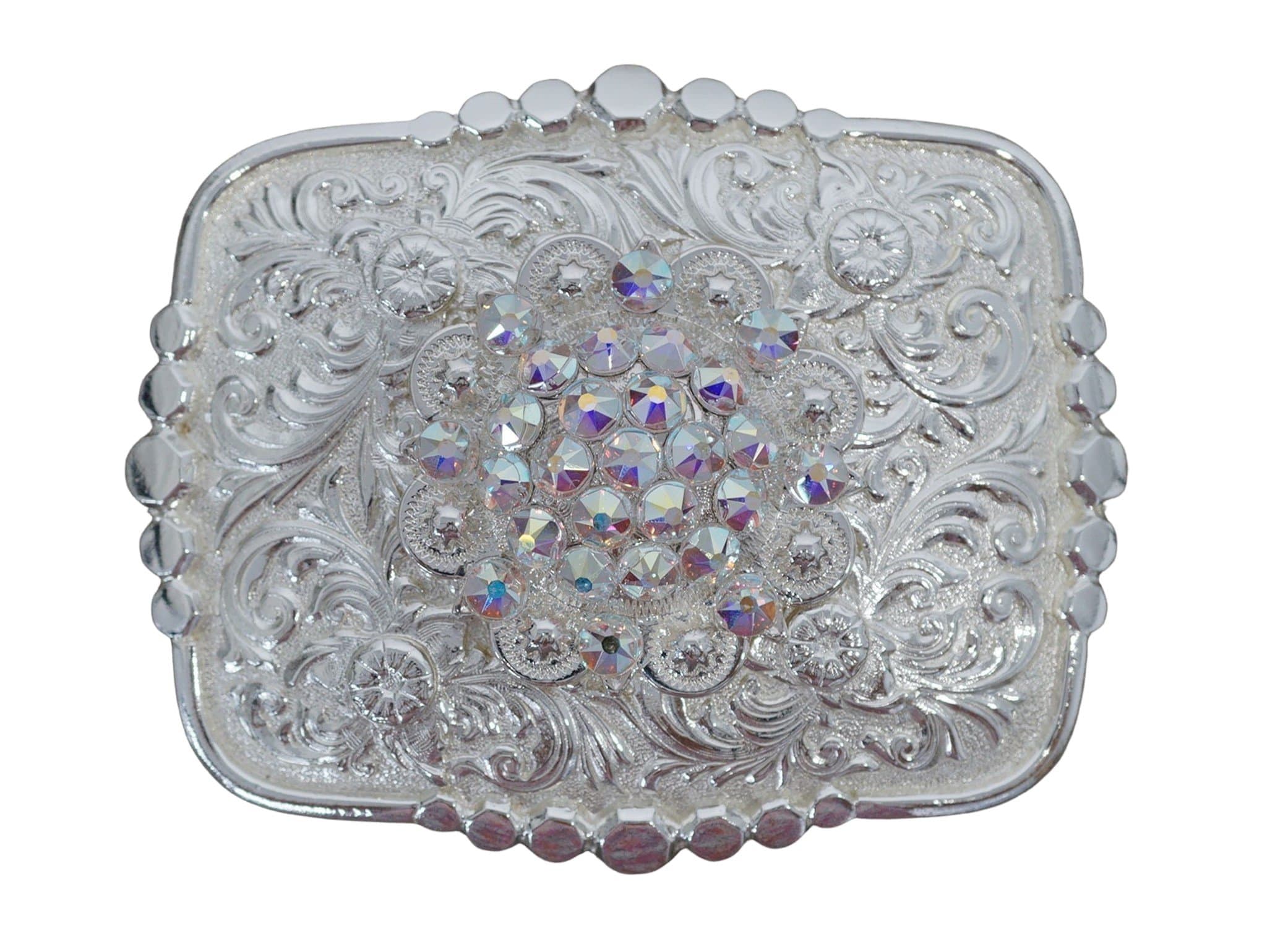 Adapters Bright Silver Belt Buckle with AB European Crystal Concho BSBTADPT1