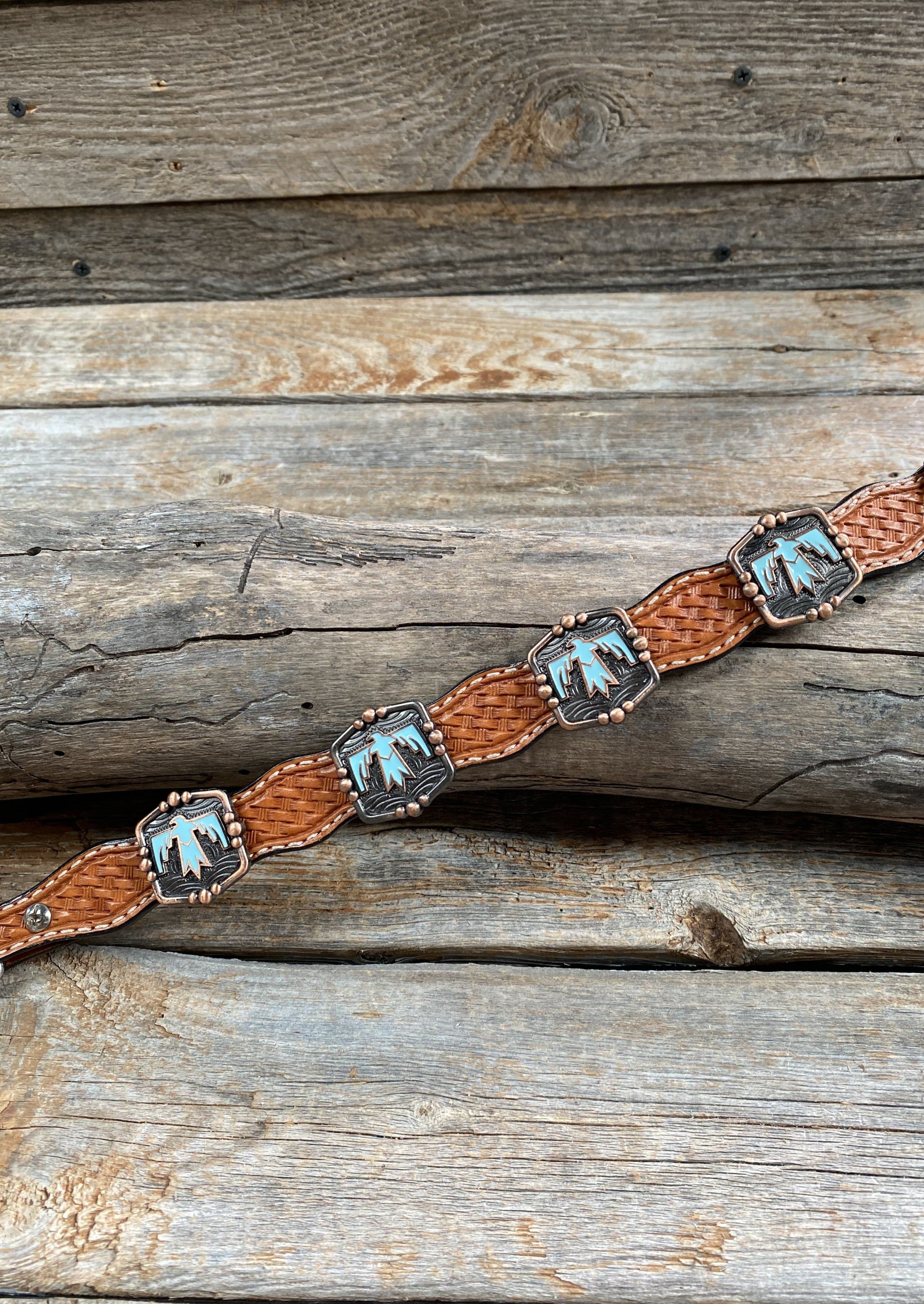 Rodeo Drive Conchos Light Oil Leather Dog Collar - 14