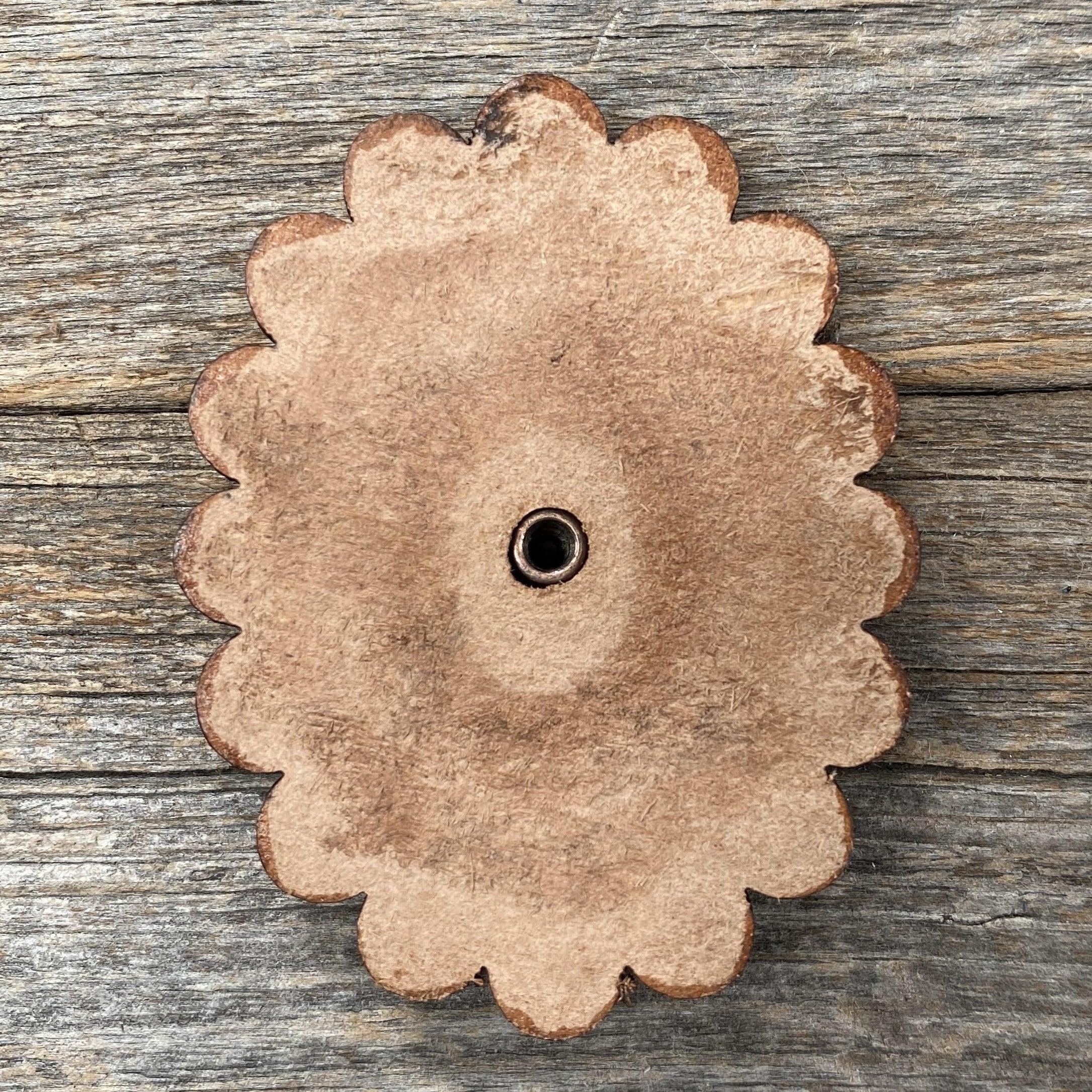 Leather Rosette Medium Oil Edges with Rust Cabochon Western Concho R107CABRU - RODEO DRIVE