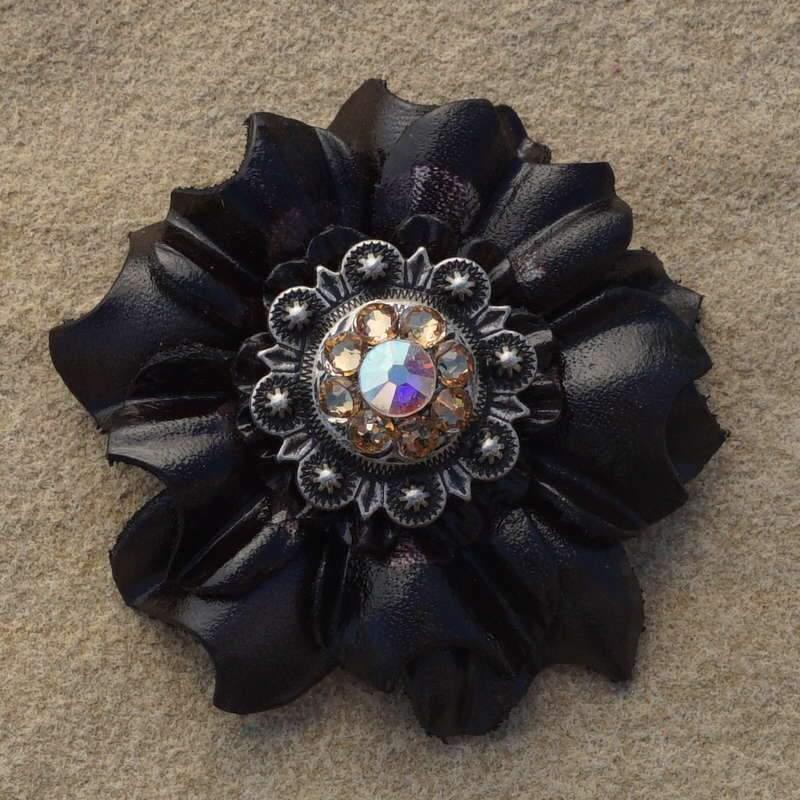 Flowers Fringe & More Black Carnation Flower With Antique Silver Champagne & AB 1