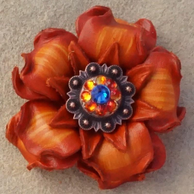 Flowers Fringe & More Orange Gardenia Flower With Copper Capri & Fire Opal 1
