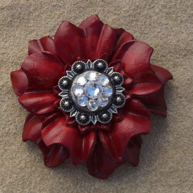 Flowers Fringe & More Red Carnation Flower With Antique Silver Clear 1