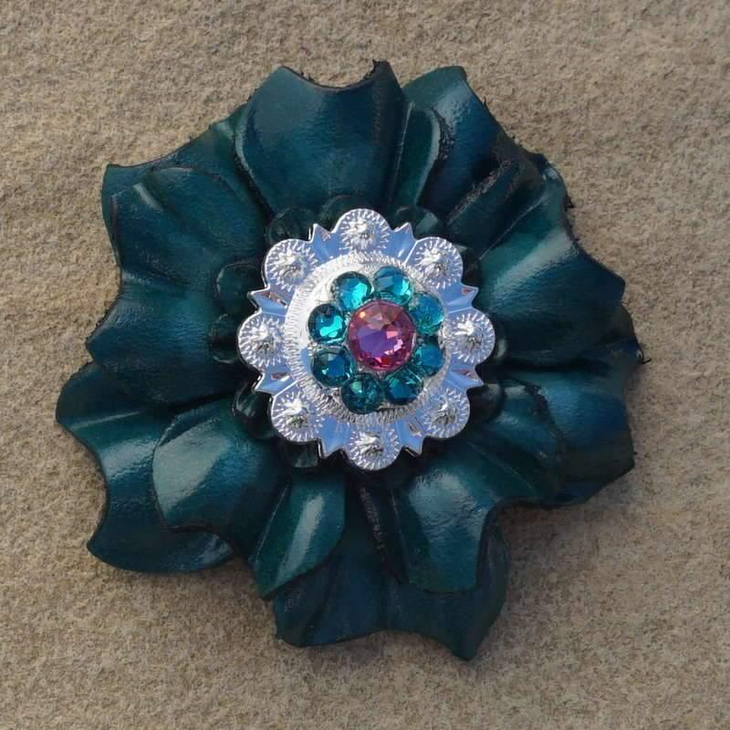 Flowers Fringe & More Teal Carnation Flower With Bright Silver Pink & Teal 1