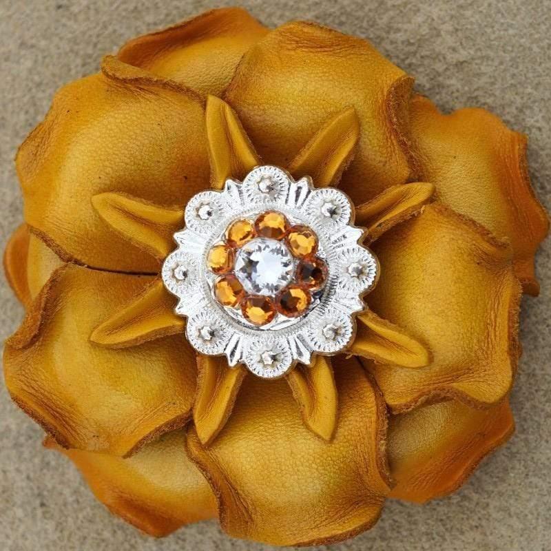 Flowers Fringe & More Yellow Gardenia Flower With Bright Silver Amber & Clear 1