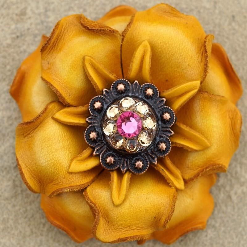 Flowers Fringe & More Yellow Gardenia Flower With Copper Pink & Champagne 1