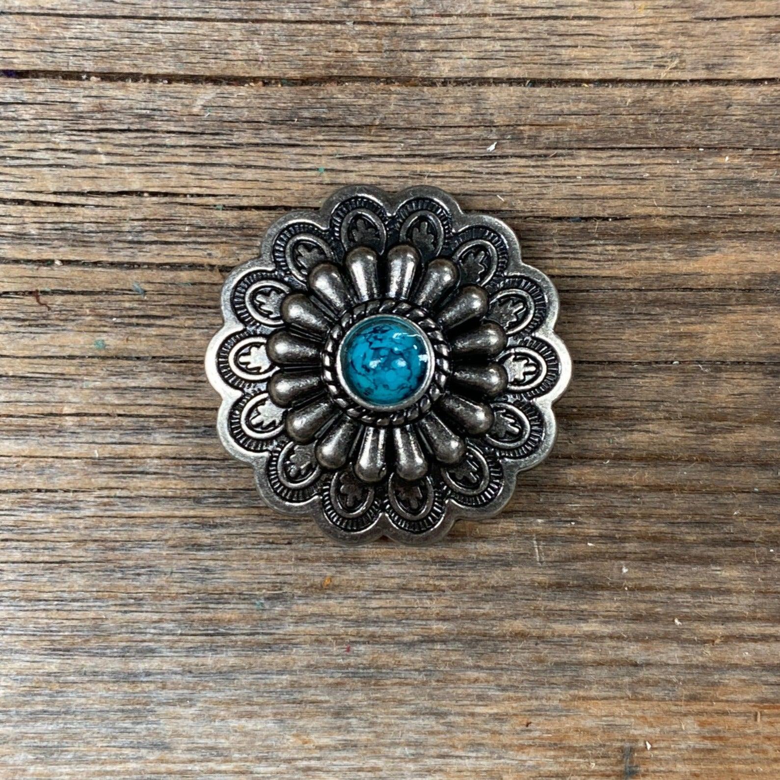 Antique Silver Turquoise Concho 1