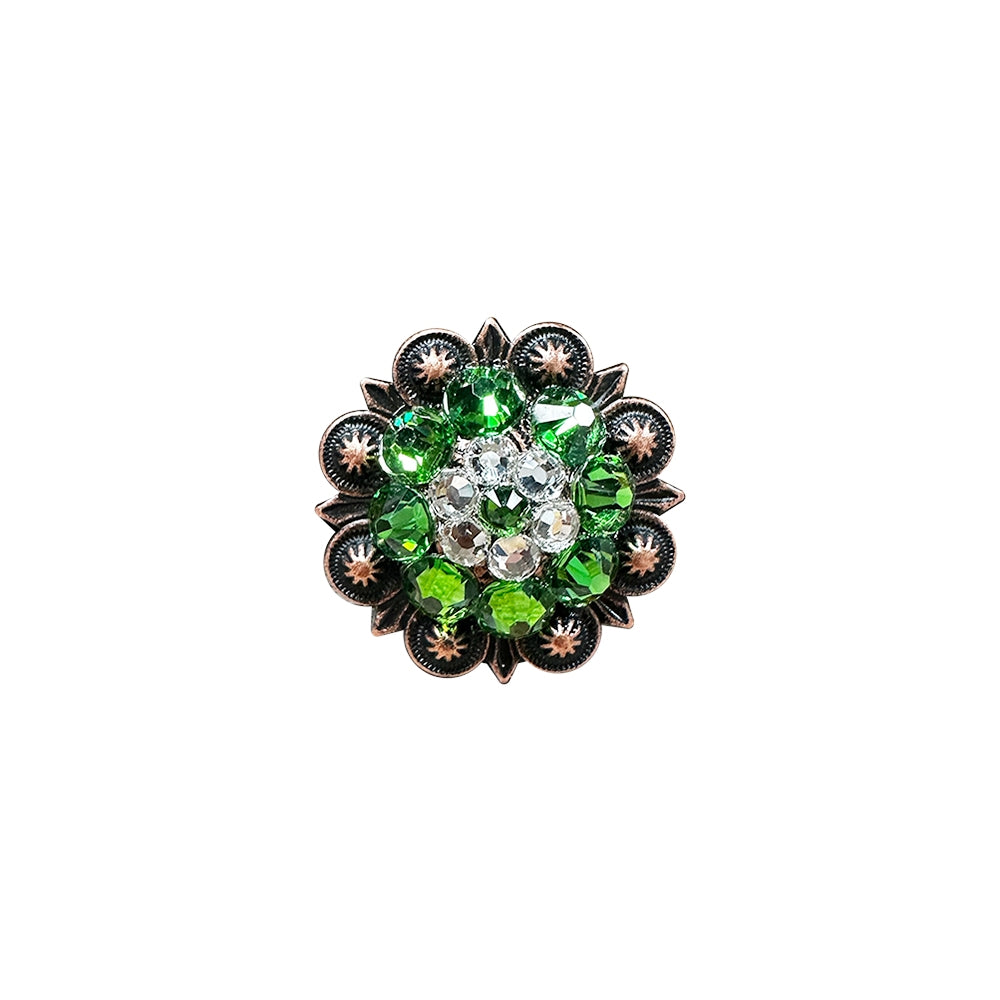 Fern & Clear Copper 1.25" European Crystal Concho