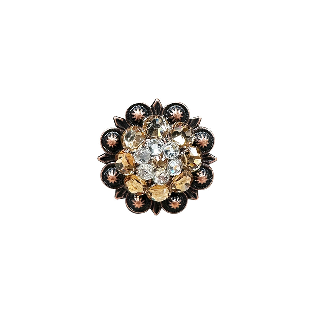 Champagne & Clear Copper 1.25" European Crystal Concho