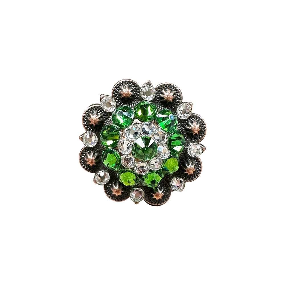 Fern & Clear Copper 1.5" European Crystal Concho