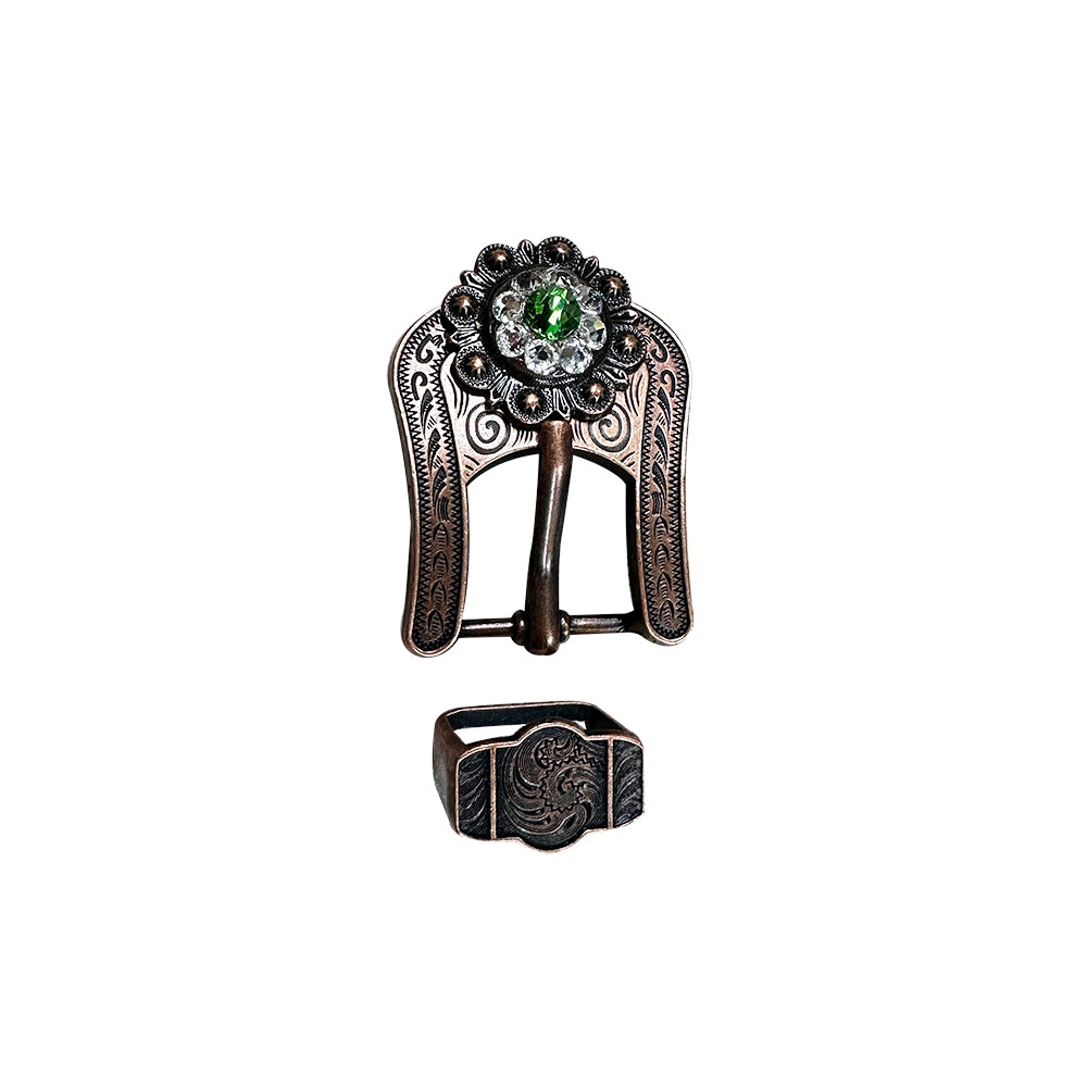 Fern & Clear Copper European Crystal Buckle Keeper Set
