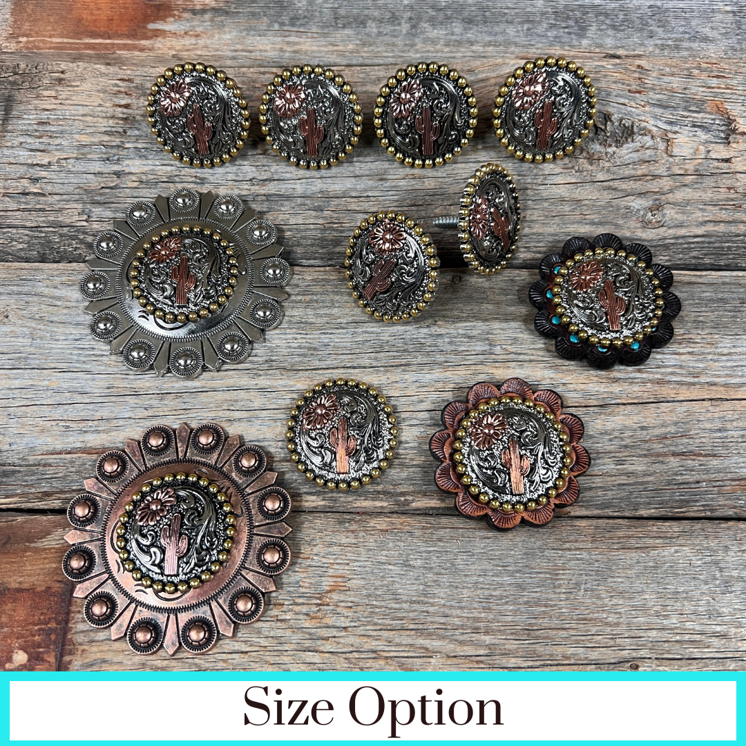 Cactus and Flower Western Concho W219