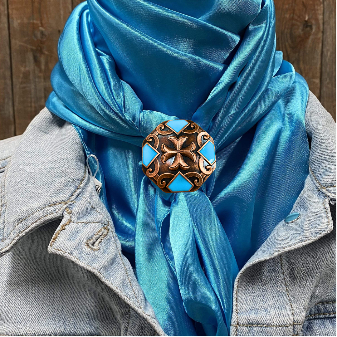 35X35" Solid Aqua Wild Rag / Scarf WRS8 - Western Concho Wild Rag Slides - Assorted