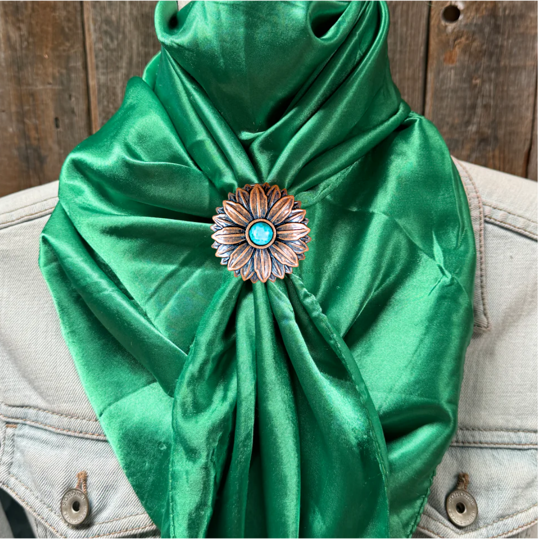 35X35" Solid Green Wild Rag / Scarf WRS18 - Western Concho Wild Rag Slides - Assorted