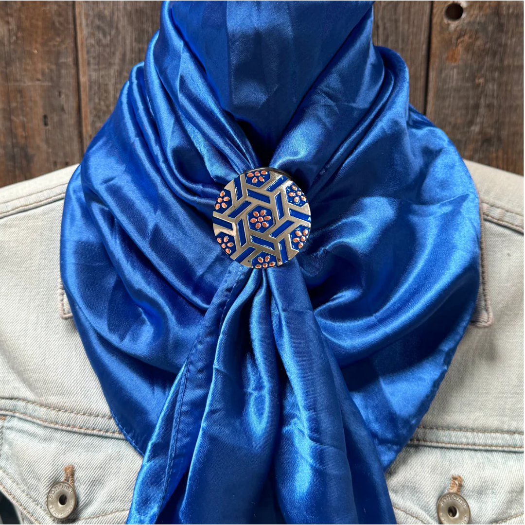 35X35" Solid Electric Blue Wild Rag / Scarf WRS17 - Western Concho Wild Rag Slides - Assorted