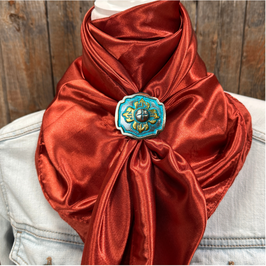 35X35" Solid Rust Wild Rag / Scarf WRS16 - Western Concho Wild Rag Slides - Assorted