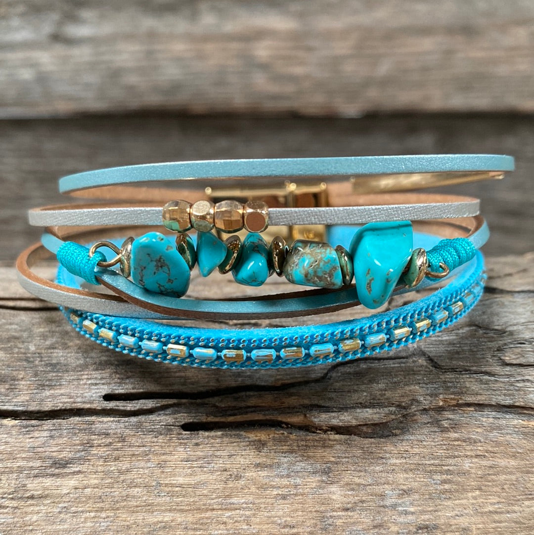 Turquoise Leather Fashion Bracelet XI128