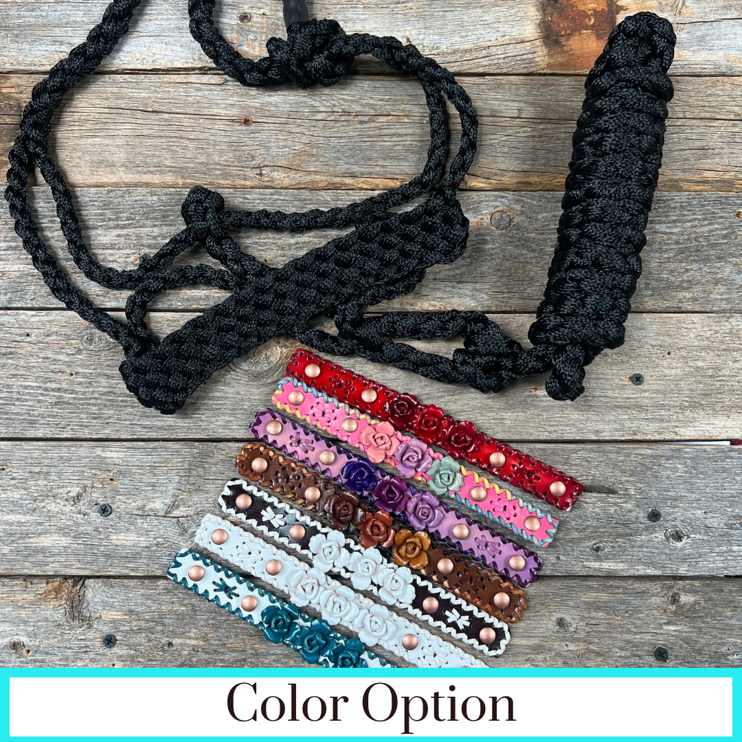 Black Mule Tape Rose Halter