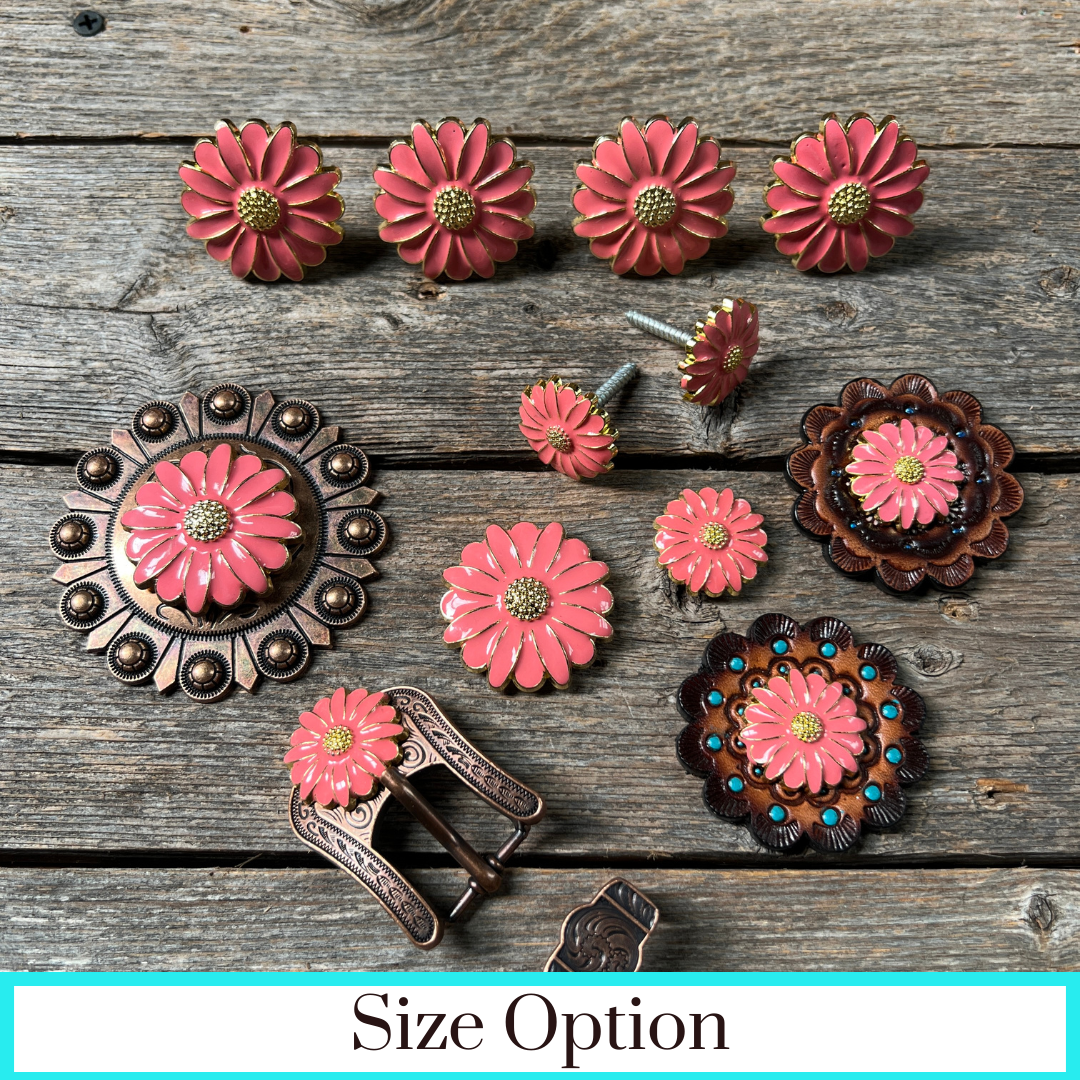 Pink Flower Western Concho W228