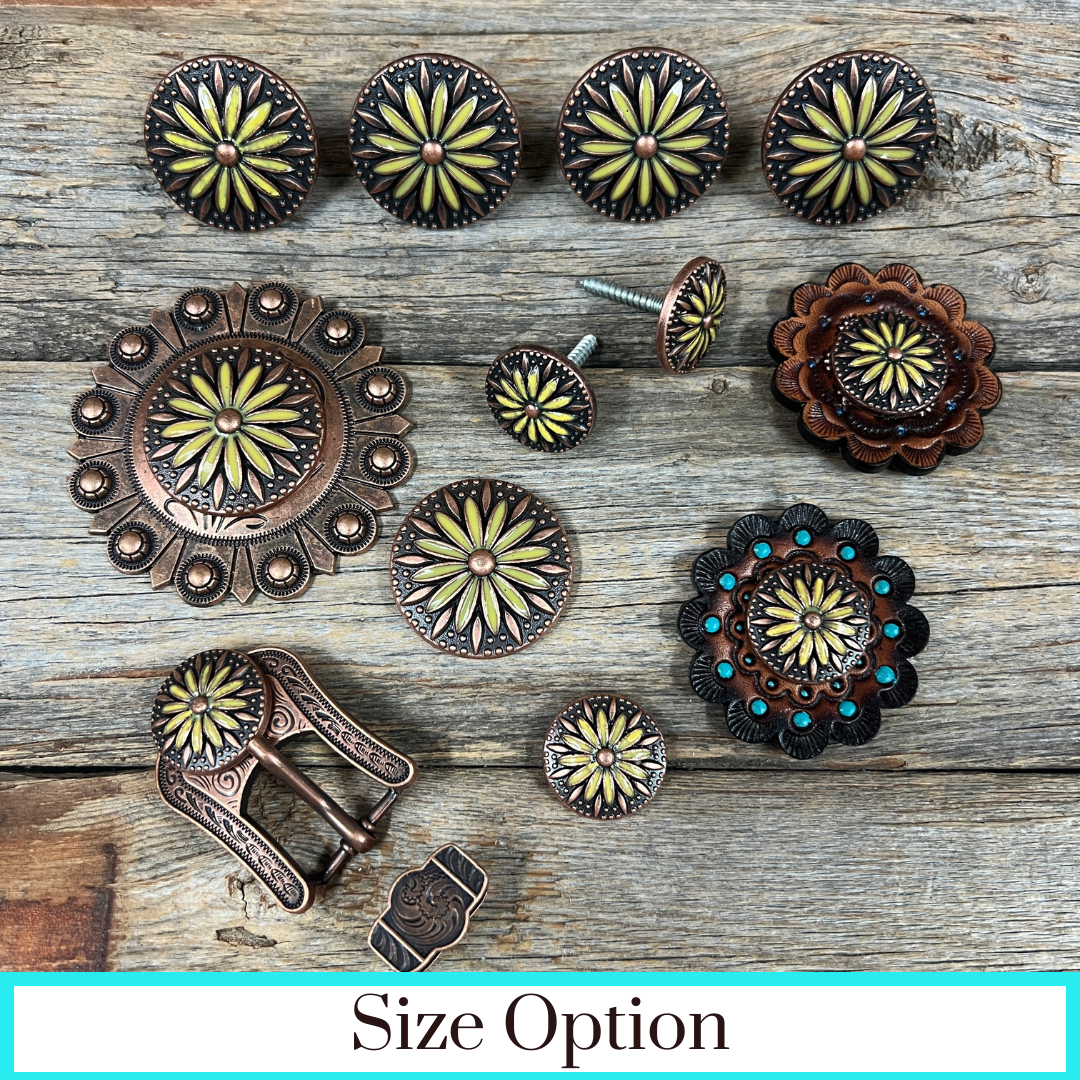 Copper Yellow Daisy Western Concho W229