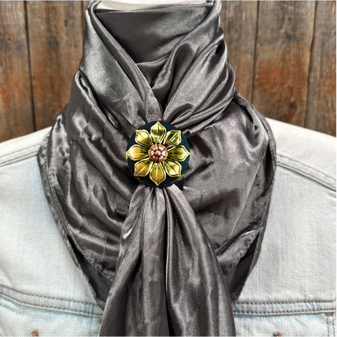 35X35" Solid Silver / Grey Wild Rag / Scarf WRS15 - Western Concho Wild Rag Slides - Assorted