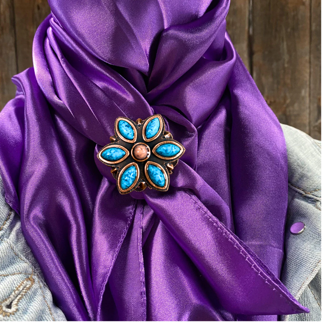 35X35" Solid Purple Wild Rag / Scarf WRS1 - Western Concho Wild Rag Slides - Assorted