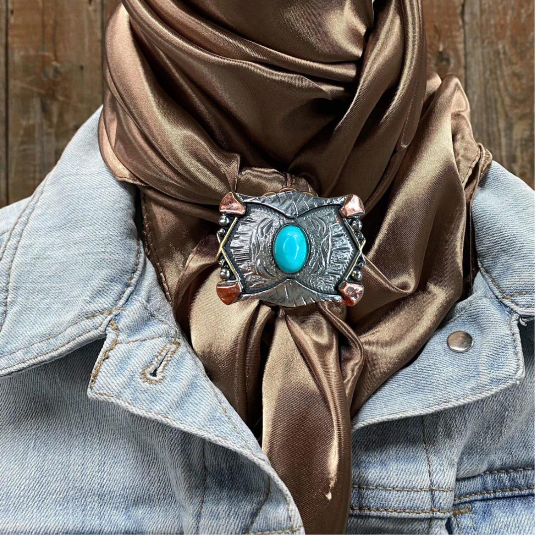 35X35" Solid Tan Wild Rag / Scarf WRS7 - Western Concho Wild Rag Slides - Assorted