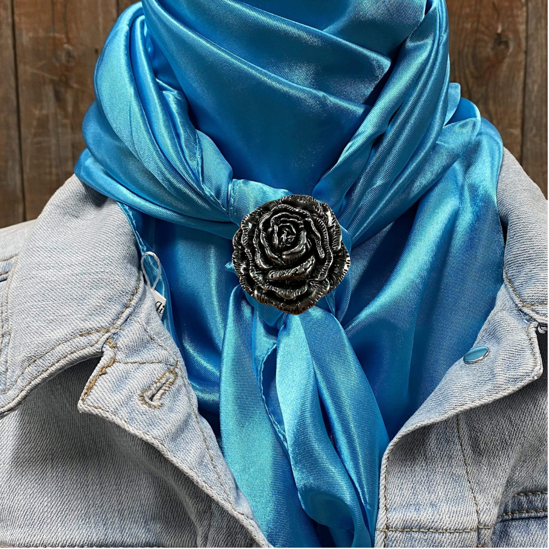 35X35" Solid Aqua Wild Rag / Scarf WRS8 - Western Concho Wild Rag Slides - Assorted