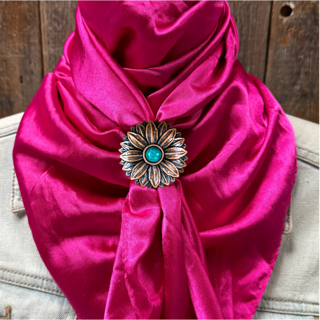 35X35" Solid Fuchsia Wild Rag / Scarf WRS12 - Western Concho Wild Rag Slides - Assorted