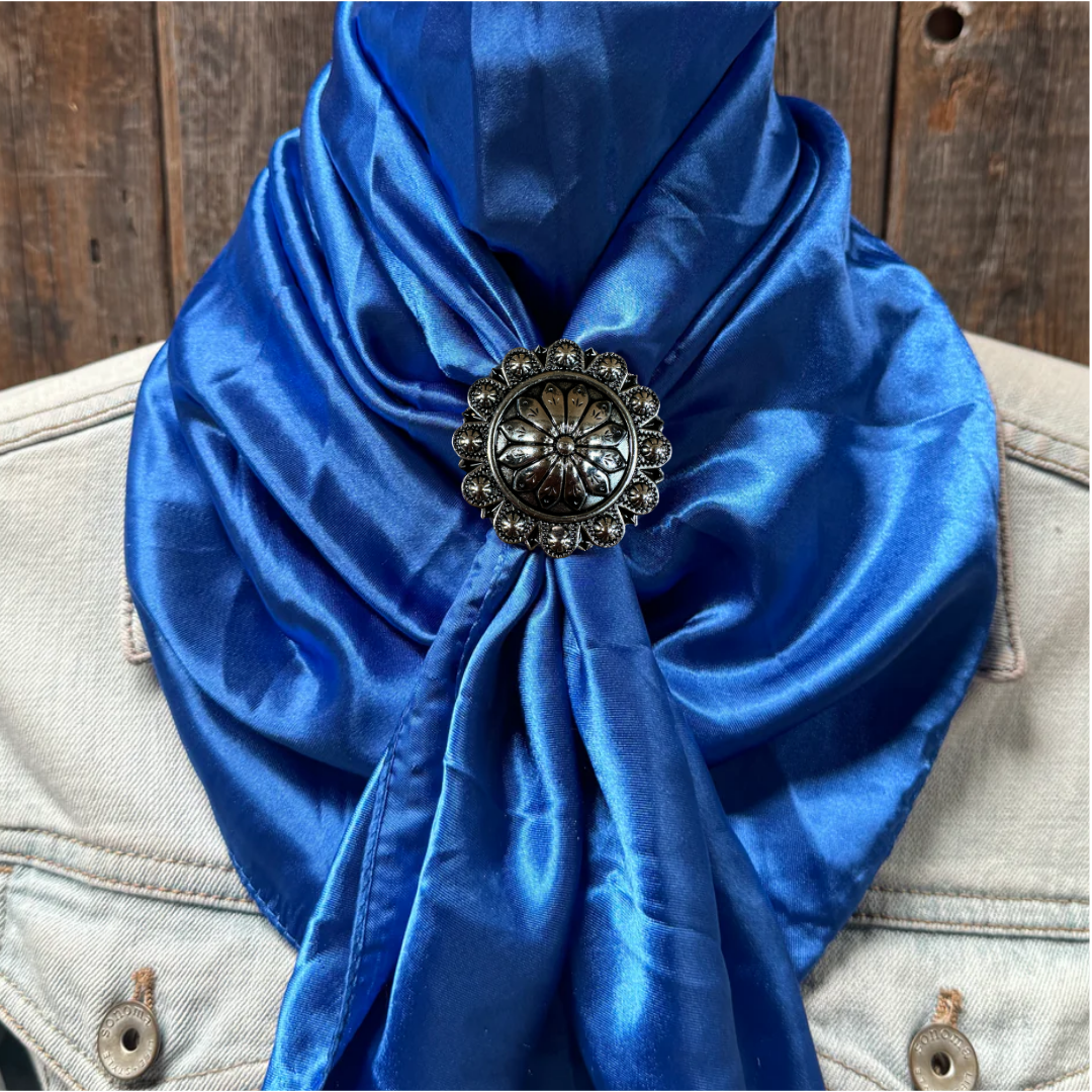 35X35" Solid Electric Blue Wild Rag / Scarf WRS17 - Western Concho Wild Rag Slides - Assorted