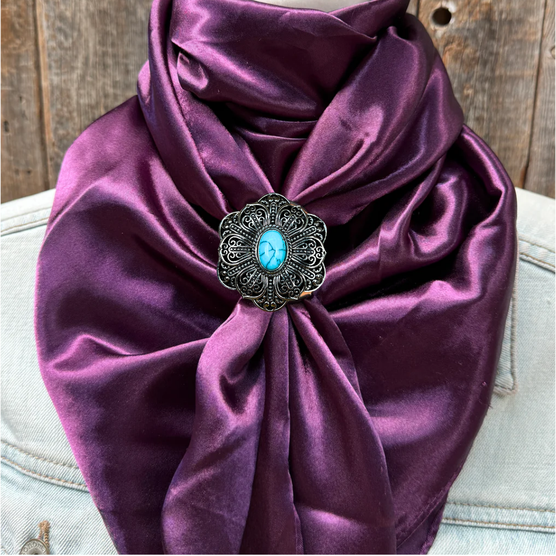 35X35" Solid Plum Wild Rag / Scarf WRS21 - Western Concho Wild Rag Slides - Assorted