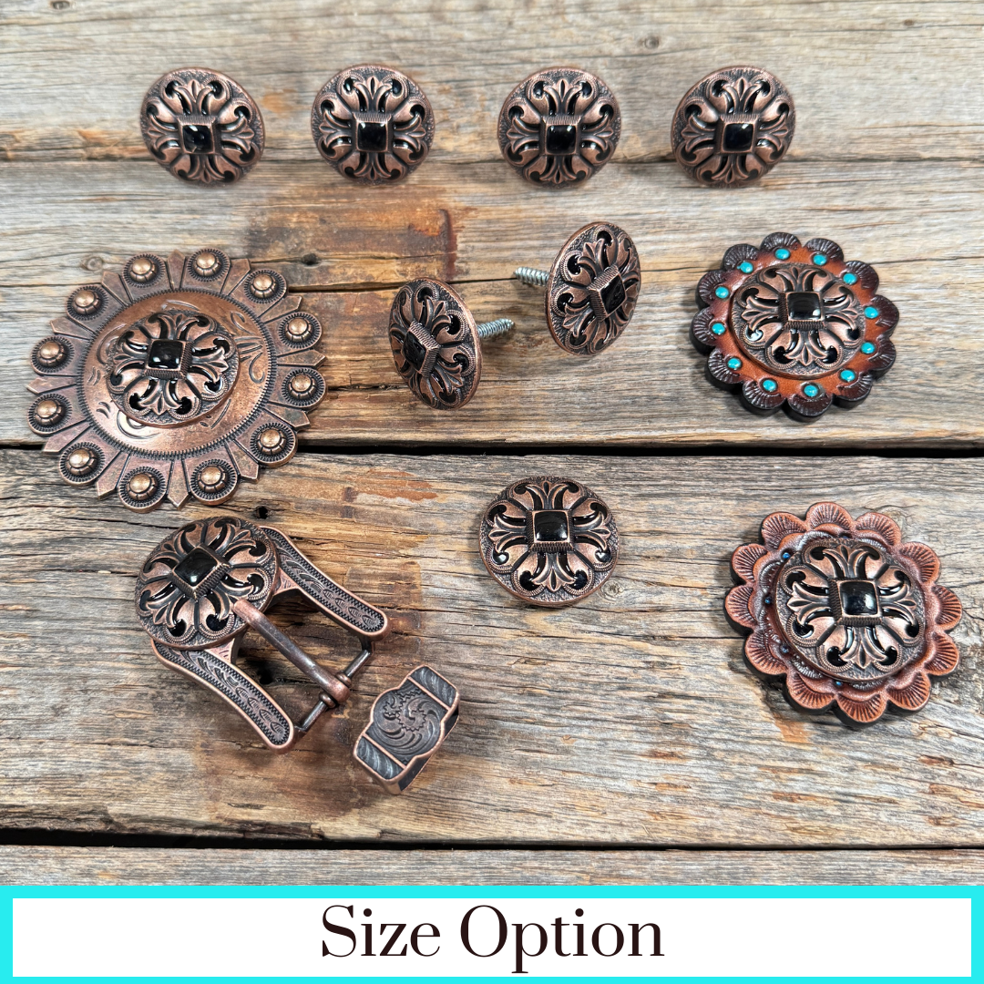 Copper Black Fleur De Lis Western Concho W241