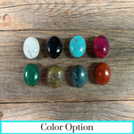 1" Oval Cabochon Stone Concho - Turquoise, Fuchsia, Rust, Blue, Sage, Lapis, White, Green