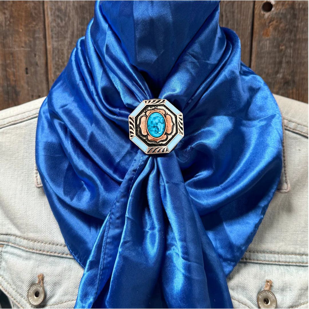 35X35" Solid Electric Blue Wild Rag / Scarf WRS17 - Western Concho Wild Rag Slides - Assorted