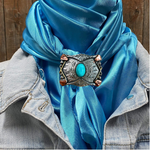 35X35" Solid Aqua Wild Rag / Scarf WRS8 - Western Concho Wild Rag Slides - Assorted