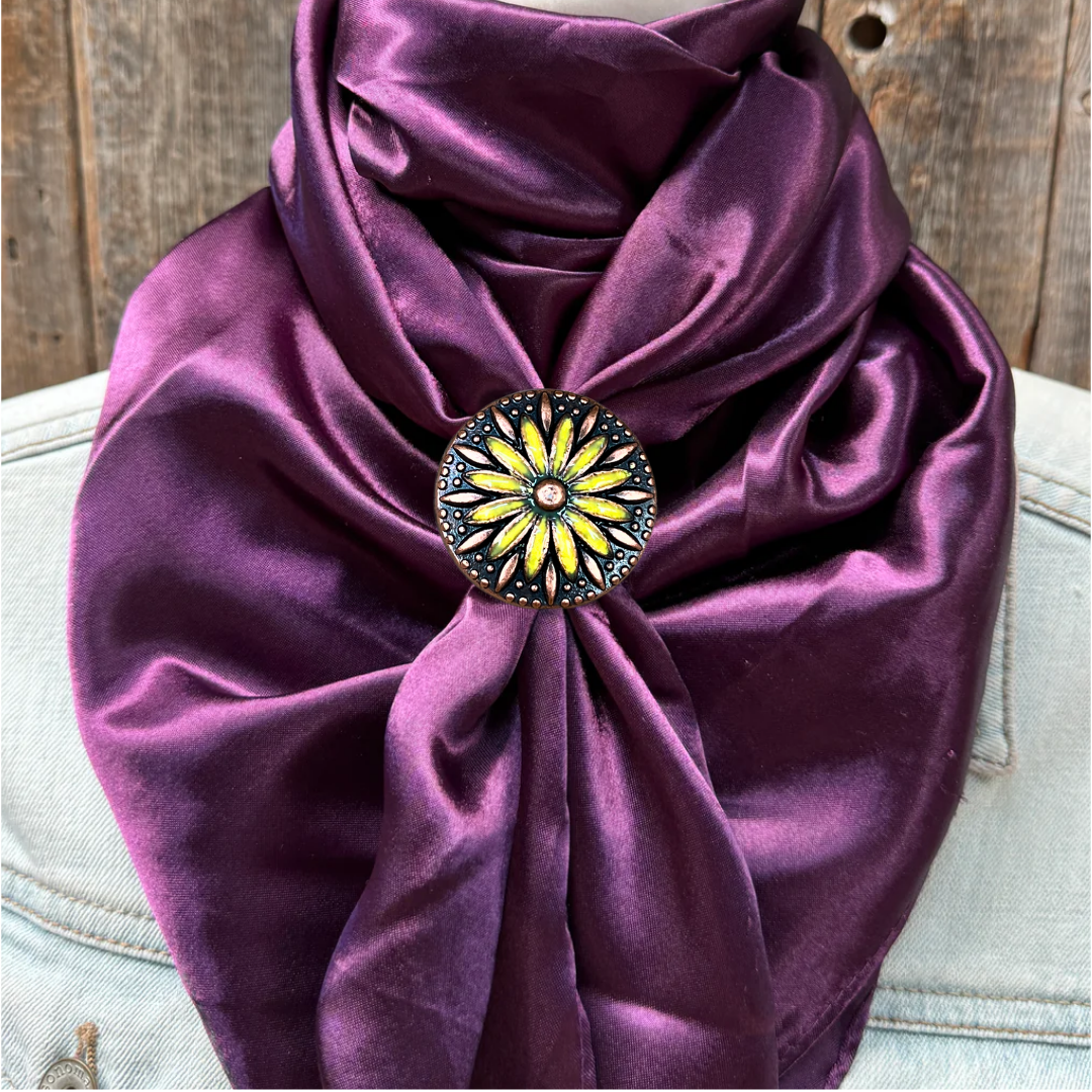 35X35" Solid Plum Wild Rag / Scarf WRS21 - Western Concho Wild Rag Slides - Assorted