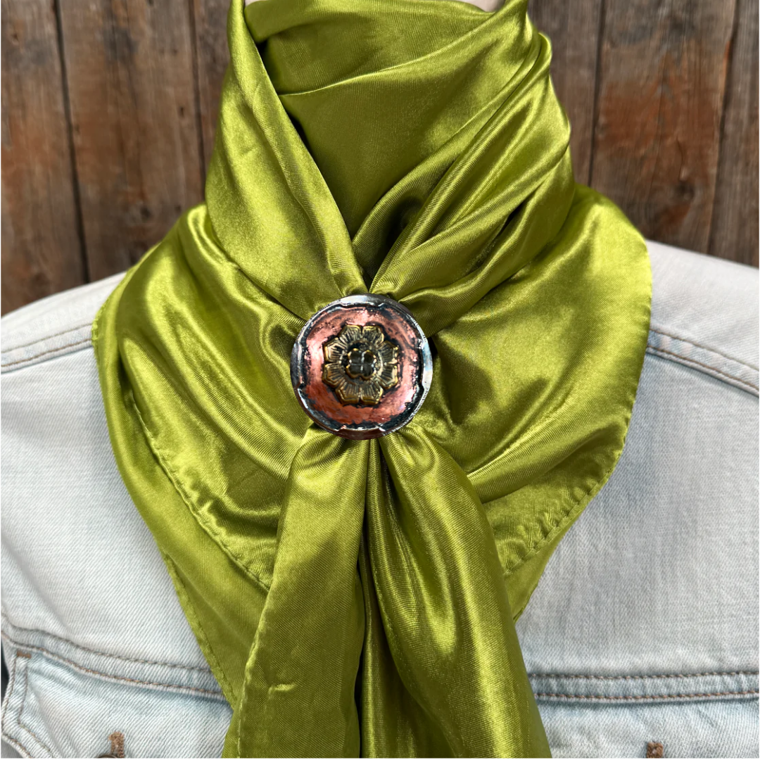 35X35" Solid Light Green Wild Rag / Scarf WRS22 - Western Concho Wild Rag Slides - Assorted