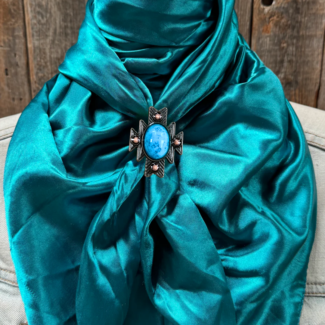 35X35" Solid Teal Wild Rag / Scarf WRS5 - Western Concho Wild Rag Slides - Assorted